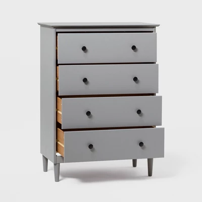 Stiva Classic Mid-Century Modern Vertical 4 Drawer Dresser Gray - Saracina Home - Image 14
