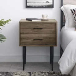 Ora Mid-Century Modern 2 Drawer Nightstand - Saracina Home