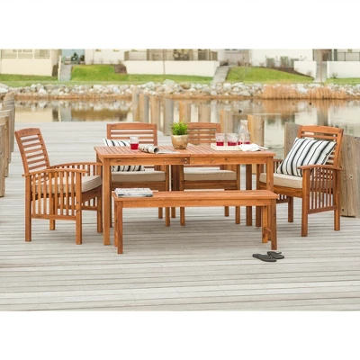Ravenscroft 6pc Acacia Wood Patio Dining Set - Brown - Saracina Home - Image 2