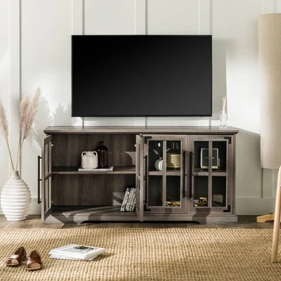 Avalene Modern Farmhouse 4 Door Glass Window Pane TV Stand For TVs Up To 65" - Saracina Home - Image 19