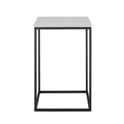 Owen Urban Open Box Frame Side Table Faux White Marble - Saracina Home - Image 2