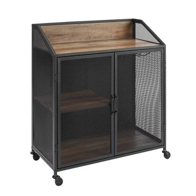 Urban Industrial Metal Mesh Bar Cart With Wheels - Saracina Home - Image 8