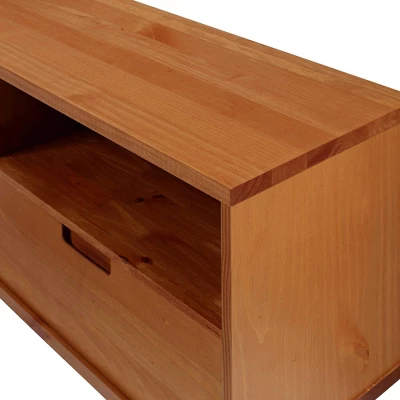 Cara 3 Drawer Mid-Century Modern 3 Drawer TV Stand For TVs Up To 80" - Saracina Home - Image 4