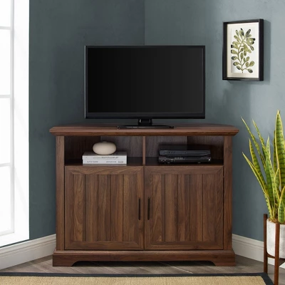Grooved Door Corner TV Stand For TVs Up To 45" - Saracina Home - Image 2
