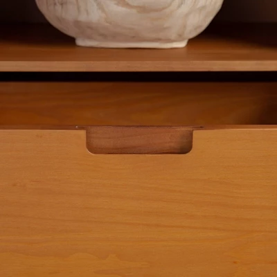 Cara 3 Drawer Mid-Century Modern 3 Drawer TV Stand For TVs Up To 80" - Saracina Home - Image 6