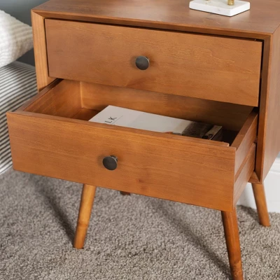 Greenberg 2 Drawer Mid-Century Modern Solid Wood Nightstand - Saracina Home - Image 5