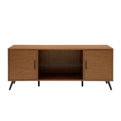 2 Door Mid-Century Modern Wood Storage TV Stand For TVs Up To 65" - Saracina Home - Image 11