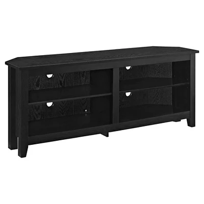 Transitional 4 Cubby Wood Open Storage Corner TV Stand For TVs Up To 65" - Saracina Home - Image 6