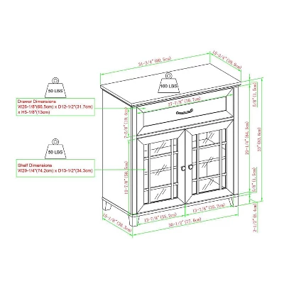 Transitional 2 Door Window Pane Accent Cabinet Dark Walnut - Saracina Home - Image 6