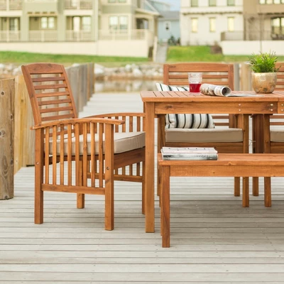 Ravenscroft 6pc Acacia Wood Patio Dining Set - Brown - Saracina Home - Image 4