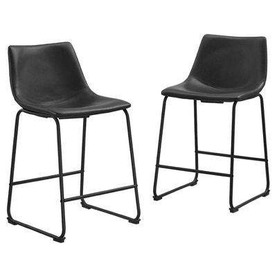 Set Of 2 Laslo Modern Upholstered Faux Leather Counter Height Barstools - Saracina Home - Image 7