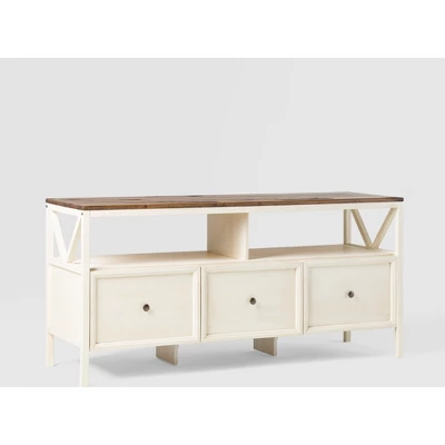 Farmhouse 3 Drawer Wood TV Stand For TVs Up To 65" - Saracina Home - Image 20